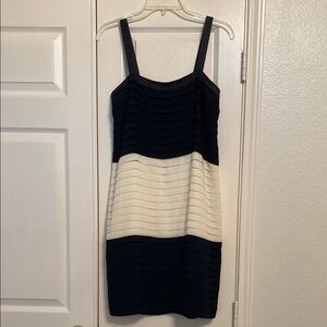 Taylor Cream and Blue Sheath Mini Dress